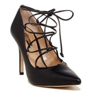 BCBGeneration Black Tully Lace-Up Pump Pointed Toe Stiletto's - 8
